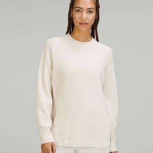 lululemon merino wool-blend ribbed crewneck sweater white opal 0